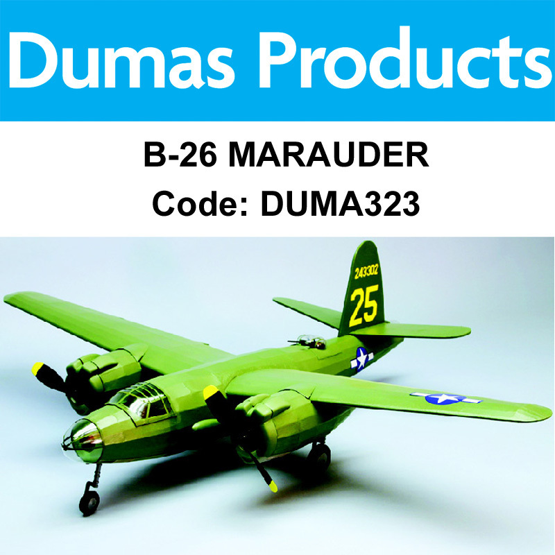 DUMAS 323, B-26 MARAUDER 30 INCH WINGSPAN RUBBER POWERED